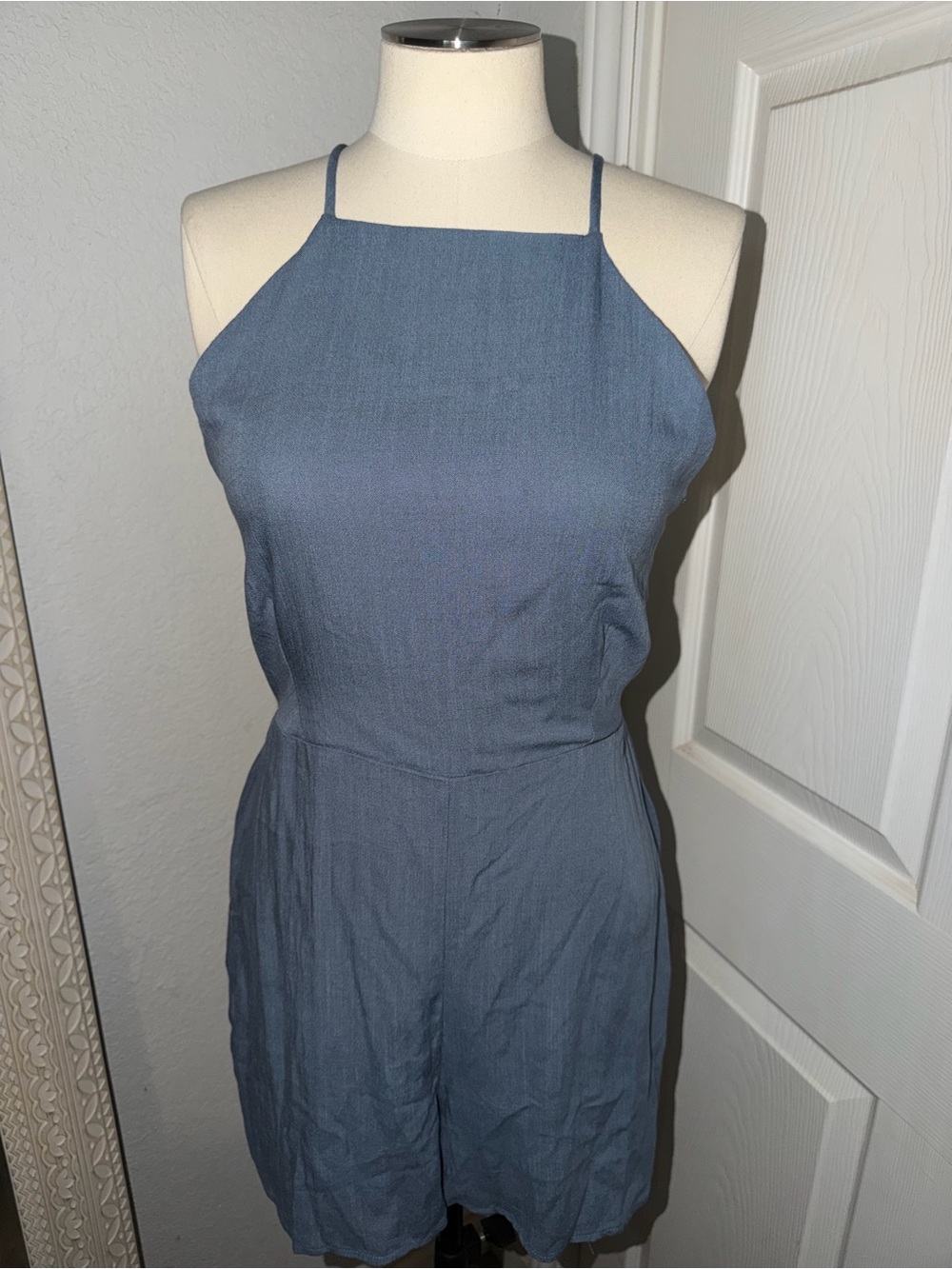Final Touch Slate Blue Halter Romper